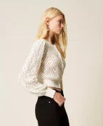 Clothing TWINSET DIAMOND PATTERN CARDIGAN WITH PEARLS