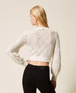 Clothing TWINSET DIAMOND PATTERN CARDIGAN WITH PEARLS