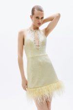New Collection ALLURE EVENING GLOW SEQUIN MINI DRESS WITH FEATHERS