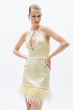 New Collection ALLURE EVENING GLOW SEQUIN MINI DRESS WITH FEATHERS