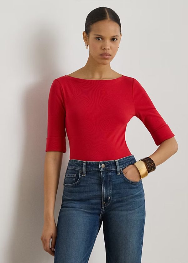 New Collection LAUREN LARPH LAUREN STRETCH COTTON BOATNECH T-SHIRT