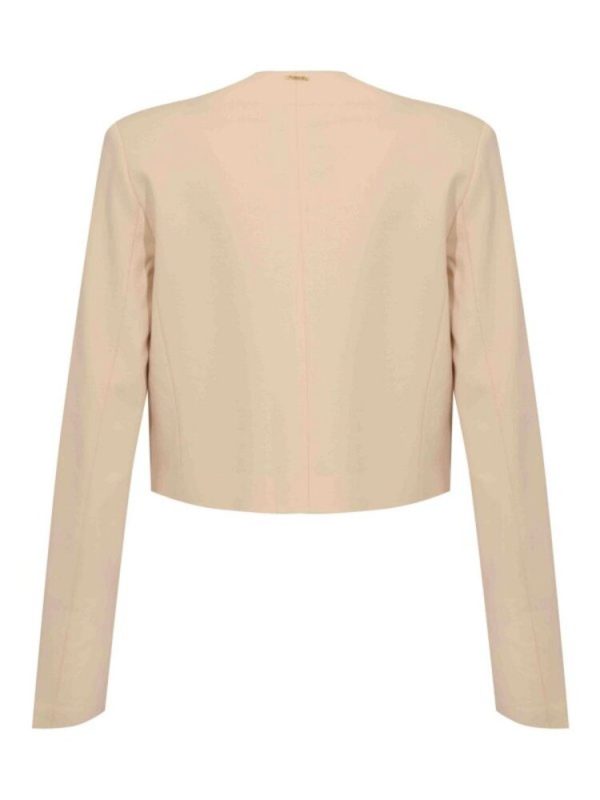 Clothing TWINSET  WOMEN’S CROPPED BEIGE BLAZER WITH FLORAL DETAIL