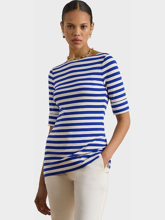 New Collection LAUREN RALPH LAUREN STRIPED STRETCH COTTON BOATNECK T-SHIRT