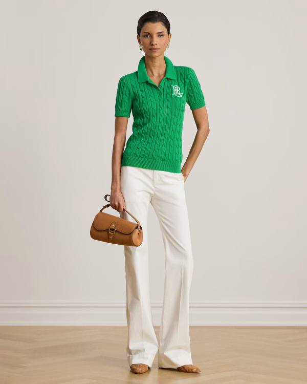 Clothing LAUREN RALPH LAUREN CABLE-KNIT COTTON POLO JUMPER