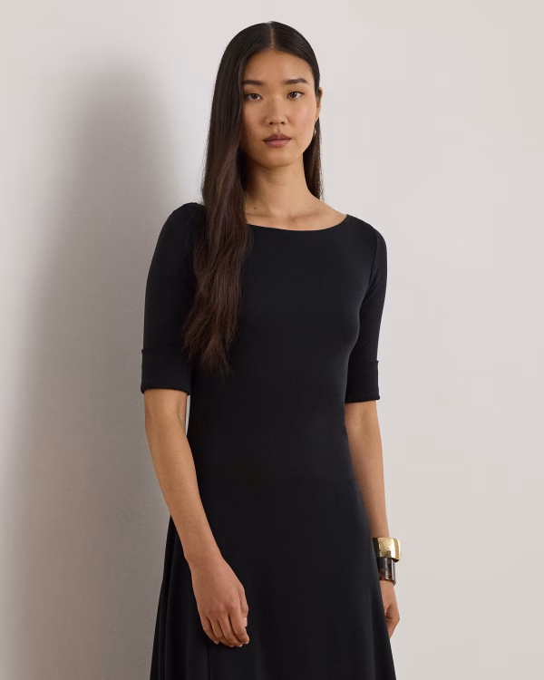 New Collection LAUREN LARPH LAUREN RIB-KNIT STRETCH COTTON MIDI DRESS