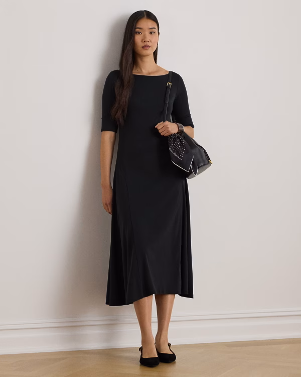 New Collection LAUREN LARPH LAUREN RIB-KNIT STRETCH COTTON MIDI DRESS