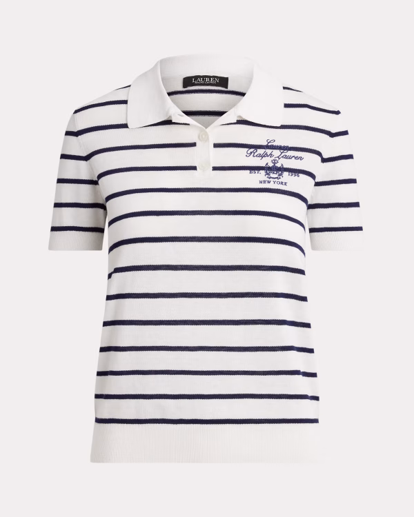 New Collection LAUREN RALPH LAUREN STRIPED COTTON-BLEND POLO JUMPER