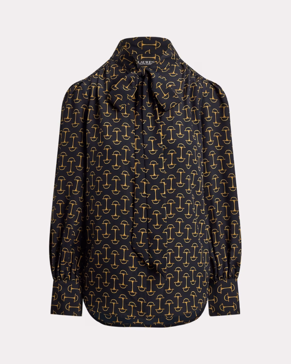 New Collection LAUREN RALPH LAUREN GEO-PRINT CREPE TIE – NECH BLOUSE 