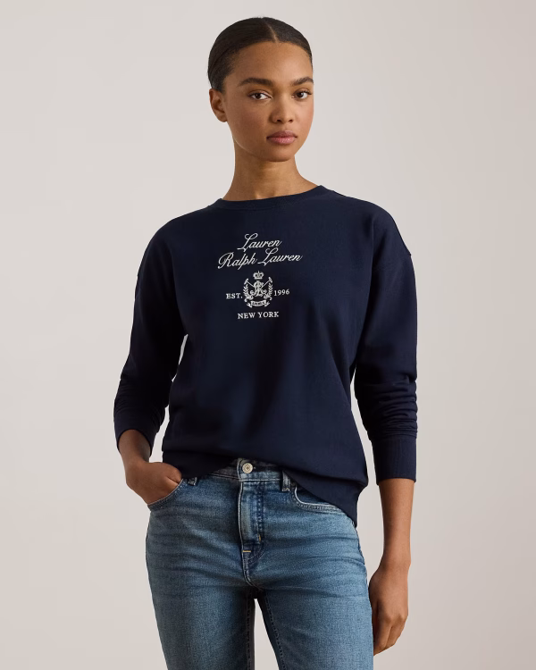 New Collection LAUREN RALPH LAUREN EMBROIDERED-CREST FLEECE PULLOVER