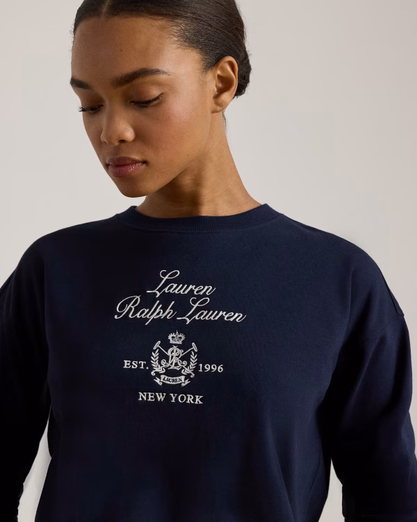 New Collection LAUREN RALPH LAUREN EMBROIDERED-CREST FLEECE PULLOVER