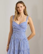 New Collection LAUREN RALPH LAUREN STRIPED COTTTON BROADCLOTH TIERED DRESS