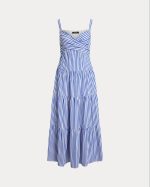 New Collection LAUREN RALPH LAUREN STRIPED COTTTON BROADCLOTH TIERED DRESS