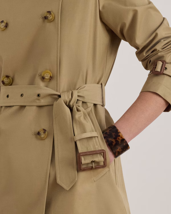 New collection LAUREN RALPH LAUREN DOUBLE – BREASTED COTTON-BLEND TRENCH COAT