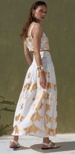 New Collection NEMA RESORTWEAR DUNE EMBROIDERED CROP TOP & MAXI SKIRT