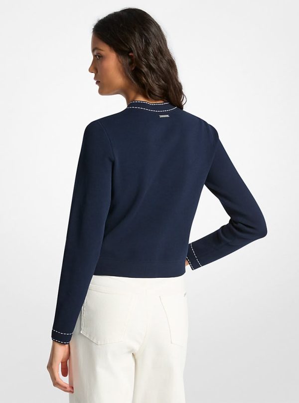 New Collection MICHAEL KORS CONTRAST-TRIM STRECH KNIT CARDIGAN