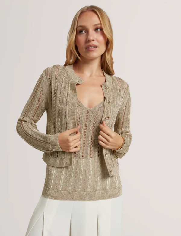 New Collection TED BAKER HELLEN RIBBED CARDIGAN GORD