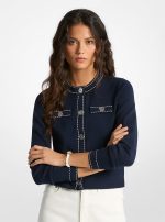 New Collection MICHAEL KORS CONTRAST-TRIM STRECH KNIT CARDIGAN