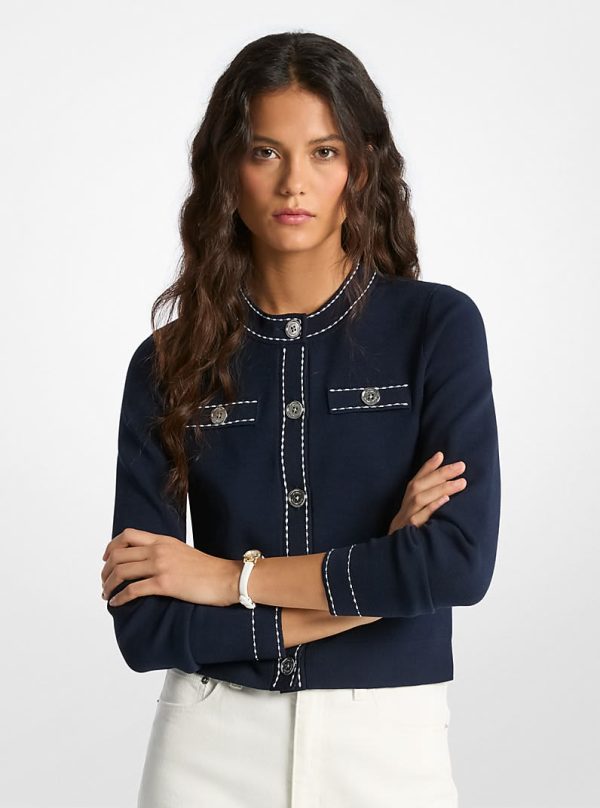 New Collection MICHAEL KORS CONTRAST-TRIM STRECH KNIT CARDIGAN