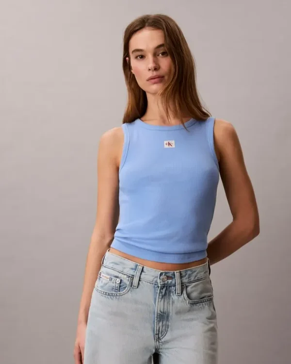Clothes CALVIN KLEIN JEAN COTTON RIB SLEEVELESS TOP