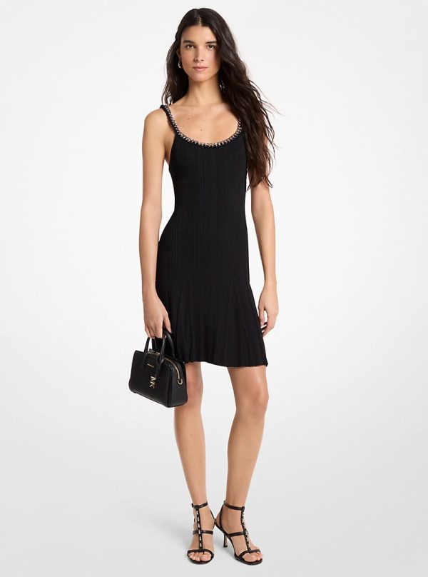 New collection MICHAEL Michael Kors Chain Embellished Stretch Knit Tank Dress