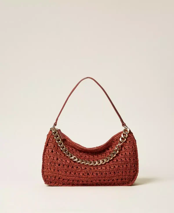 New Collection TWINSET LARGE CROCHETED RAFFIA LILIANE BAG