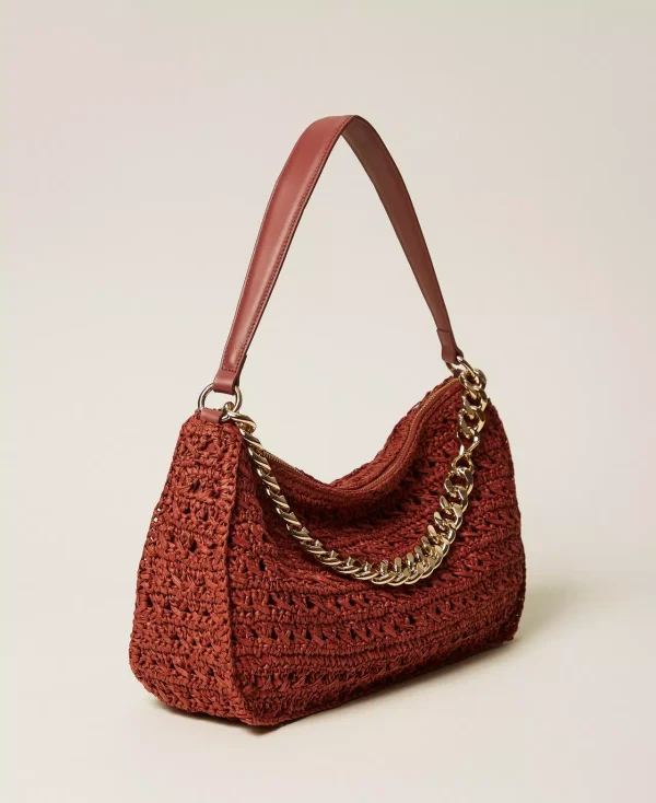 New Collection TWINSET LARGE CROCHETED RAFFIA LILIANE BAG