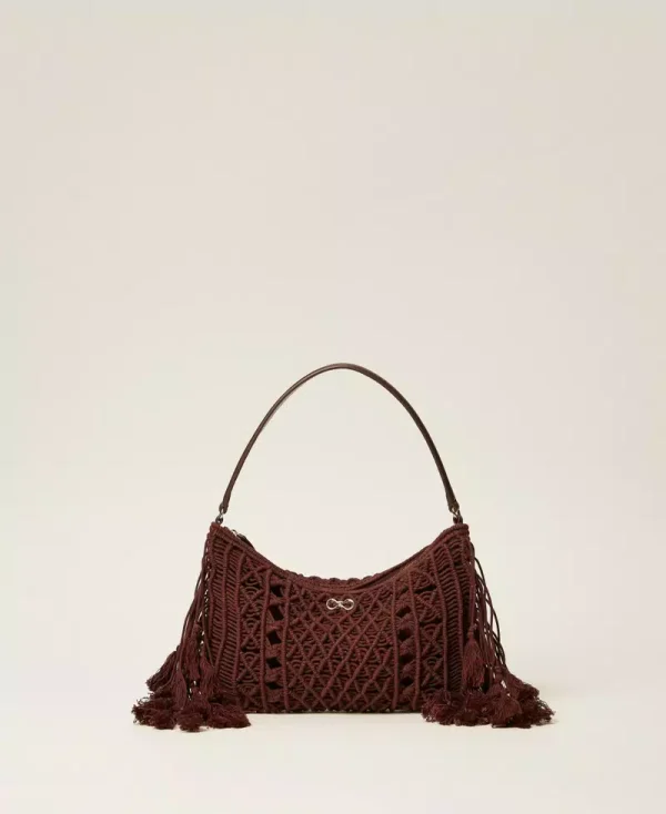 Bags TWINSET CROCHET HOBO BAG WITH FRINGES
