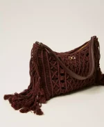 Bags TWINSET CROCHET HOBO BAG WITH FRINGES