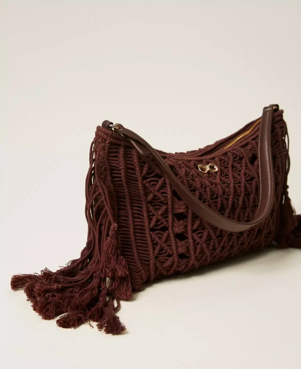 Bags TWINSET CROCHET HOBO BAG WITH FRINGES