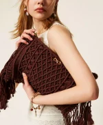 Bags TWINSET CROCHET HOBO BAG WITH FRINGES