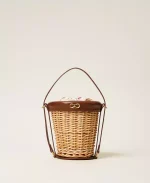 New collection TWINSET WICKER BUCKET BAG WITH POUCH