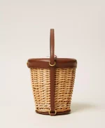 New collection TWINSET WICKER BUCKET BAG WITH POUCH