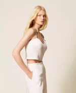 Clothing TWINSET SET  DUCHESSE CROPPED TOP WITH EMBROIDERY AND  TROUSERS