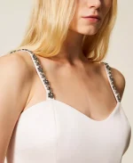 Clothing TWINSET SET  DUCHESSE CROPPED TOP WITH EMBROIDERY AND  TROUSERS