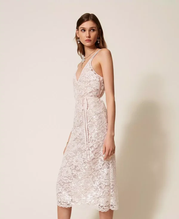 Clothes TWINSET MIDI LACE DRESS WITH SEQUINS