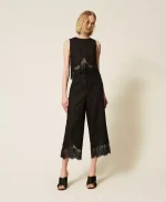 Clothing TWINSET SET LINEN TOP WITH LACE & LINEN CROPPED TROUSERS WITH LACE
