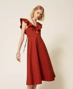 Clothes TWINSET POPLIN MIDI DRESS WITH RUFFLES
