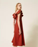 Clothes TWINSET POPLIN MIDI DRESS WITH RUFFLES