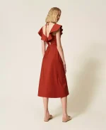 Clothes TWINSET POPLIN MIDI DRESS WITH RUFFLES