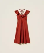 Clothes TWINSET POPLIN MIDI DRESS WITH RUFFLES