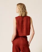 Clothing TWINSET SET LINEN TOP WITH EMBROIDERED LOGO & LINEN TROUSERS WITH EMBROIDERED LOGO