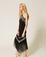 Clothes TWINSET EMBROIDERED DRESS WITH FRINGES