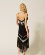 Clothes TWINSET EMBROIDERED DRESS WITH FRINGES