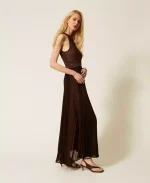 Clothes TWINSET LONG KNIT AND PLEATED GEORGETTE DRESS