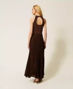 Clothes TWINSET LONG KNIT AND PLEATED GEORGETTE DRESS