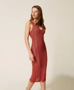 Clothes TWINSET LONG FITTED KNIT DRESS WITH LUREX