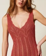 Clothes TWINSET LONG FITTED KNIT DRESS WITH LUREX