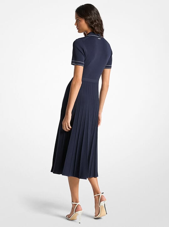 New Collection MICHAEL KORS STRETCH KNIT POLO MIDI DRESS