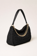 New collection TWINSET LILIANA STRAW LEATHER SHOULDER BAG
