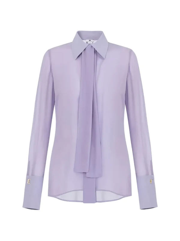 Clothes ELISABETTA FRANCHI BLOUSE IN GEORGETTE AND CREPE FABRICS WITH SASH BELT